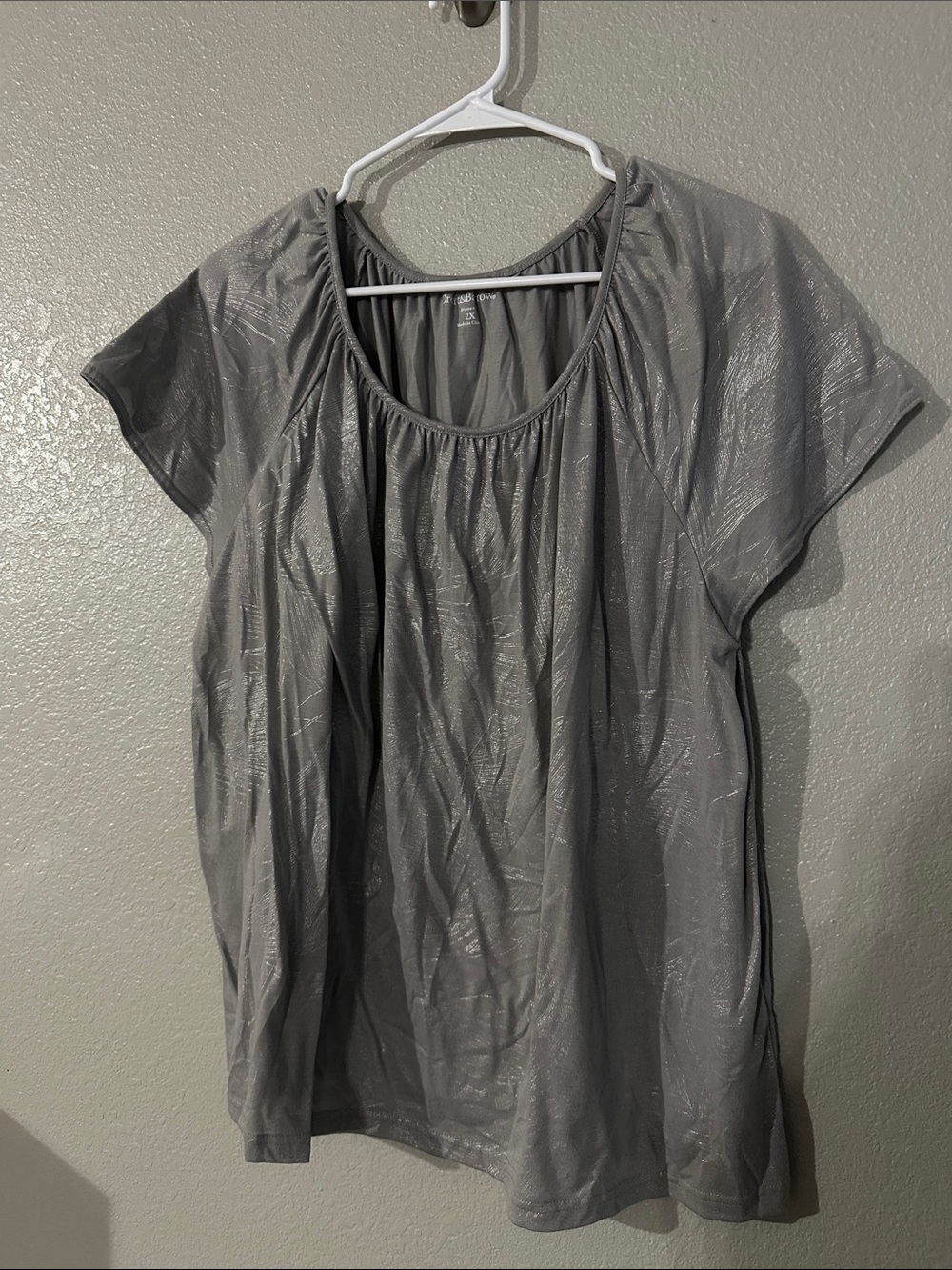 croft & barrow Gray Short-Sleeve Scoop Neck Top